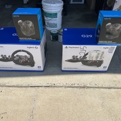 Logitech G29 Steering Wheel, Peddles, and Logitech Driving Force Shifter