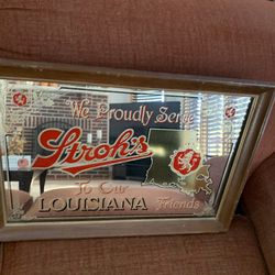 Vintage Stroh’s Beer Louisiana Bar Mirror 