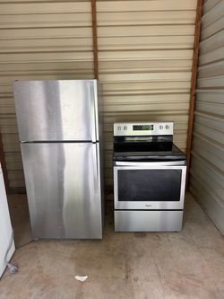Whirlpool Stainless Steel Refrigerator and Electric Range Set
