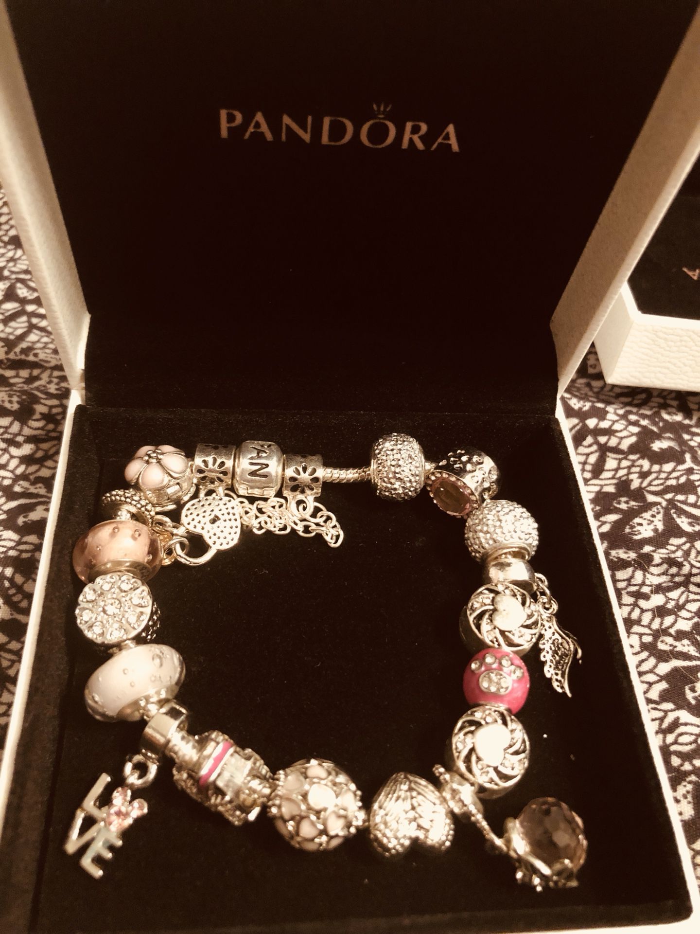 Beautiful sterling silver bracelet with charms