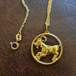 Sterling Silver 925  Zodiac Pendant And Chain