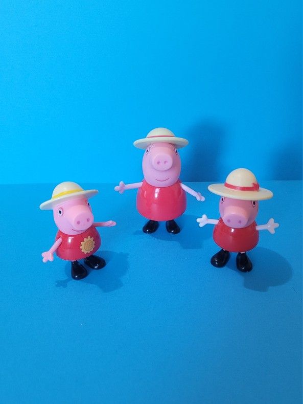 Peppa Pig Toys: Peppa Pig figure with hat, from the Peppa's Fun Friends LOT OF 3