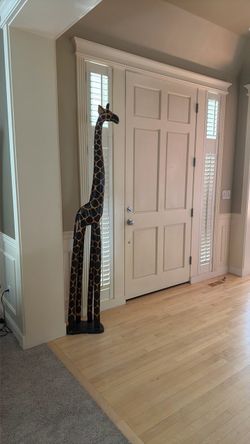 Large Wooden Giraffe Statue