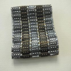 Silver And Bronze Wide Bracelet 