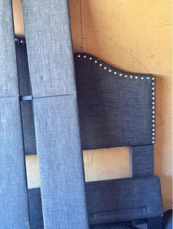 Queen Grey Bed With Beaded Edge