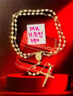 14K Solid Gold Rosary 📿 For Wedding 11.2Gr 18 Inches Long
