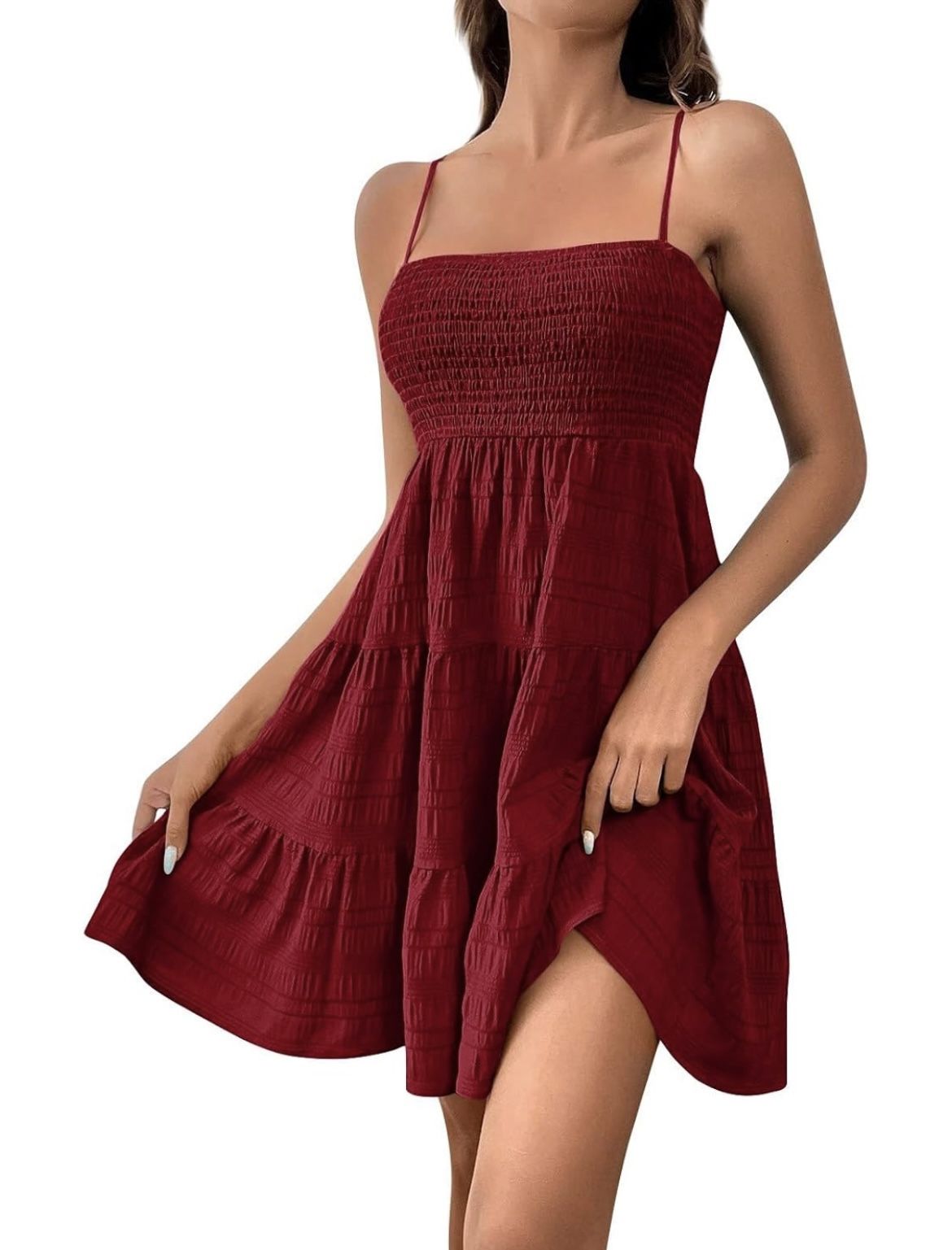 Cute Spaghetti Strap Sleeveless Summer Dress-Size Large