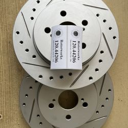 Toyota Corolla 19-22 Rear Drill Slot Rotors Premium Ceramic Brake Pads 