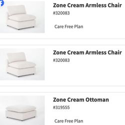 Living Spaces Zone Armless Chair X2 with Ottoman
