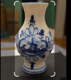 Delft Blue Ceramic Miniature Vase Windmill And Floral