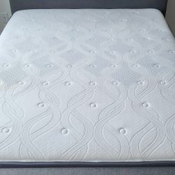 Very Nice Queen Upholstered Platform Bed Frame with Sealy Posturepedic Mattress 