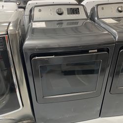 GE Black Stainless Steel 7.4 Cu. Ft. Aluminized Alloy Drum Electric With Sanitize Cycle And Sensor Dry