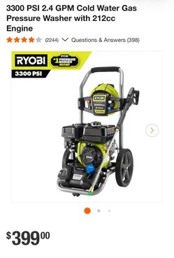 New Ryobi 3300psi Pressure Washer