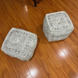 White Fabric Ottomans