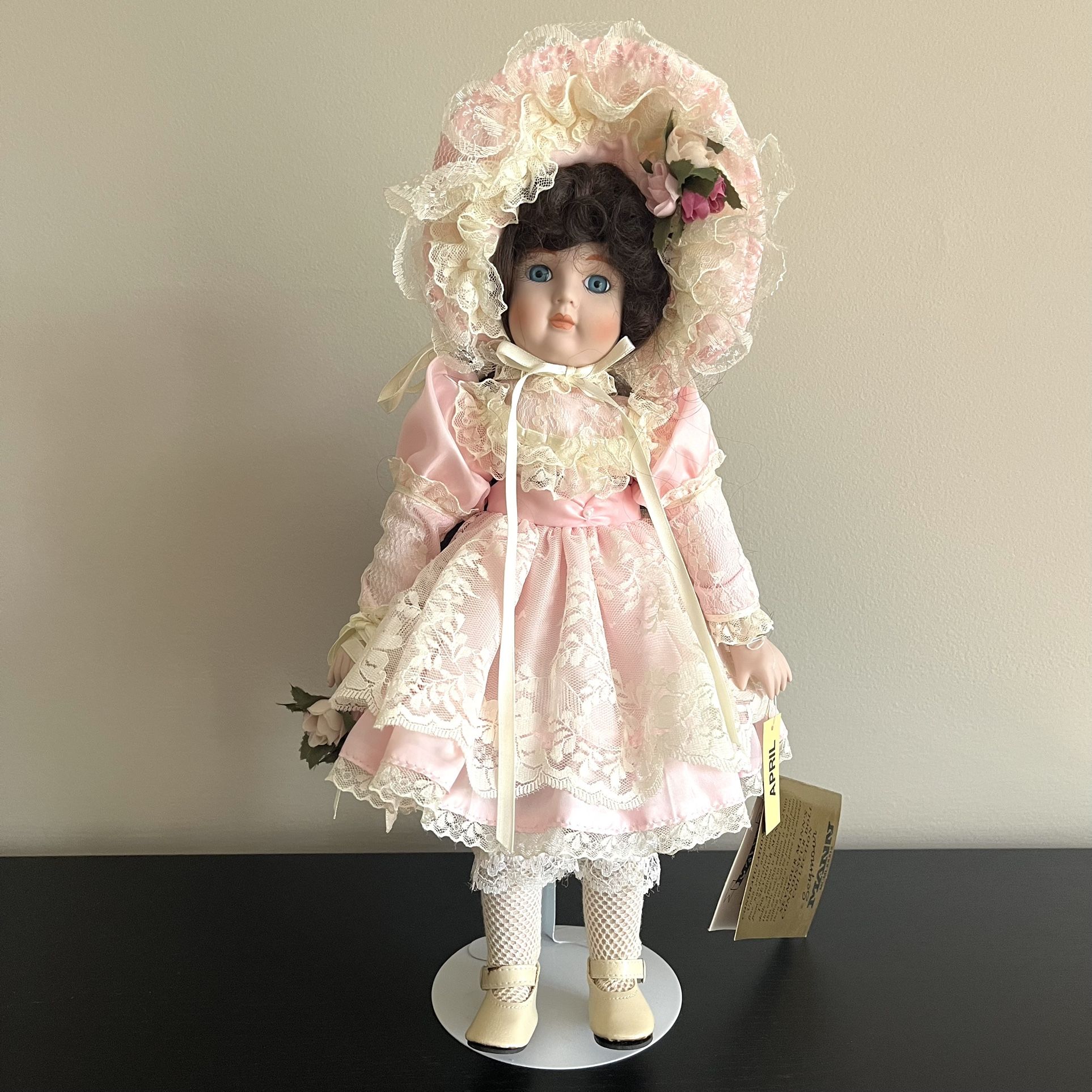 Seymour Mann Connoisseur April Porcelain Doll 14 Inch Vintage 1990s