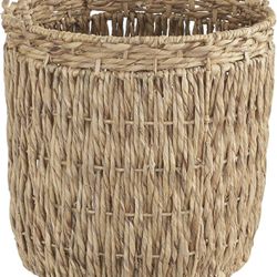 Household Essentials Tall Round Wicker Storage Basket | Brown, Water Hyacinth