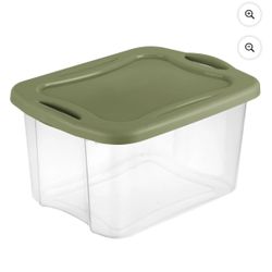 Sterilite 40 Quart EZ Carry  Plastic Storage Bin, Full-Grip Handles, Green I have 3 of them