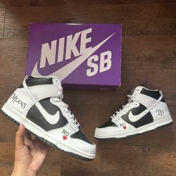 Supreme Nike SB Dunk High By Any Means Necessary Black & White 