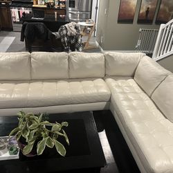 White Leather Sectional Couch 