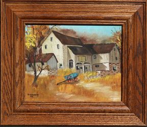 Country farm original artwork oil painting by Humphrey 1999