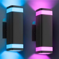 Smart Outdoor RGB Wall Lights 2 Pack, Wi-Fi & App Control