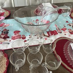Vintage Glass Punch Bowl