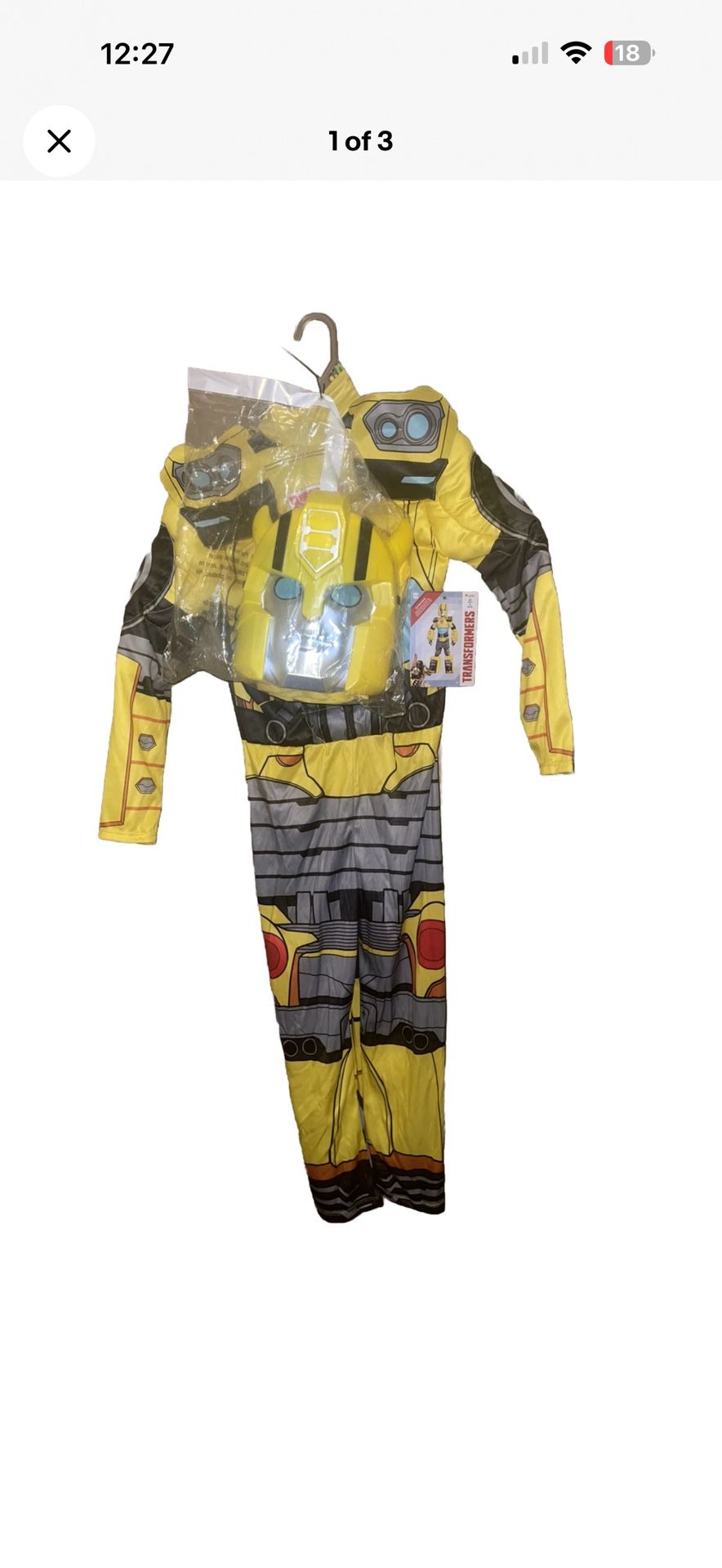 Transformers Bumblebee Deluxe , Size S 4-6
