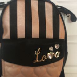 Betsy Johnson pink and black small backpack/handbag