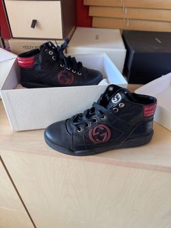 Gucci Kids High-Top Sneakers Size 33 – Black & Red – With Box