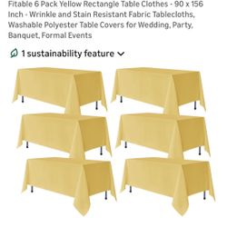 Six Pack Yellow Linens, Banquet Style 96 x 156