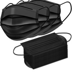 50 Black Disposable Face Mask for Men & Women