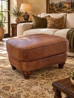 Like NEW WayFair LEATHER Chestnut Brown OTTOMAN
