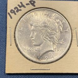 (1) BU 1924 (P) Peace Silver Dollar $1 Unc MS 90% - Dripping with Luster