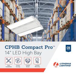 Lithonia Lighting Compact Pro LED High Bay Light, Ceiling Lighting Fixture, 12,000 Lumens, 4000K Cool White, Dimmable LED Work Light for Garage and Wa