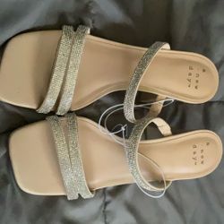 Silver Sparkling Heel Pumps Sandals 