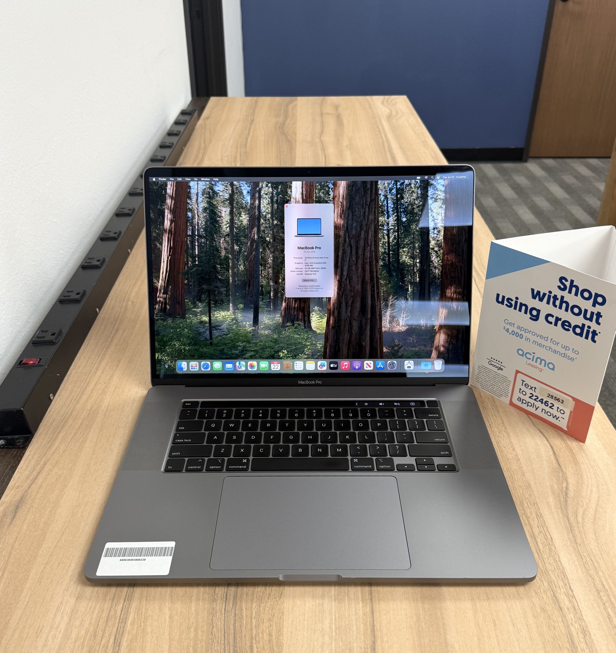 16 Inch MacBook Pro Touchbar 32GB RAM*500GB Intel Core