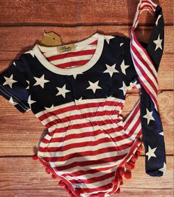 4th Of July Romper With Headband
