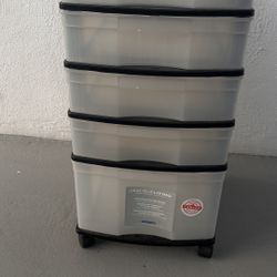 Plastic 5 Drawer Wide Tower, Black