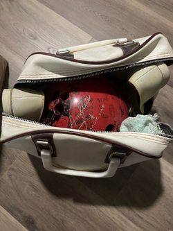 Vintage women’s Amflite bowling ball, Brunswick bag, shoes