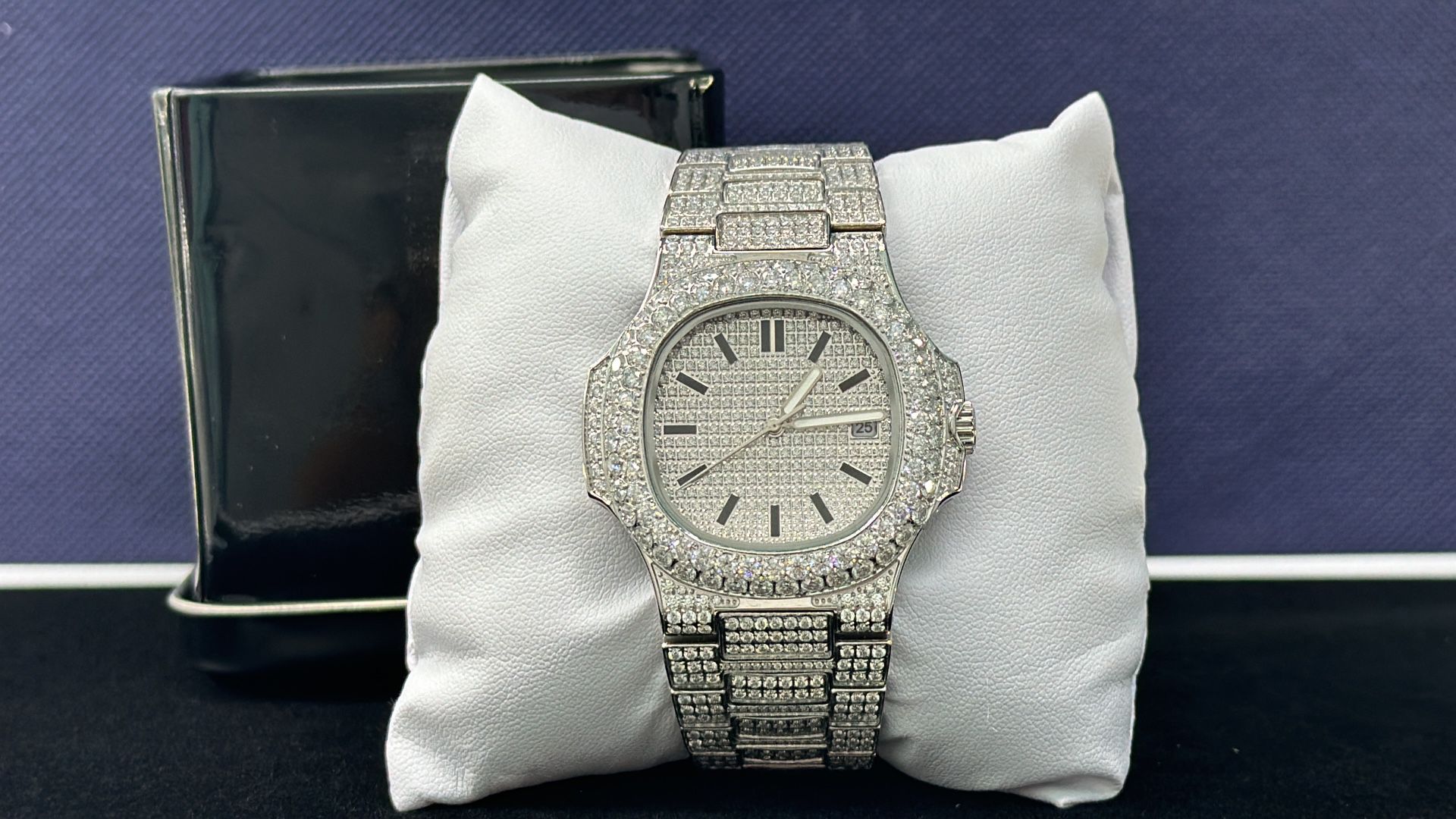 Stainless Steel Moissanite (silver) Watch