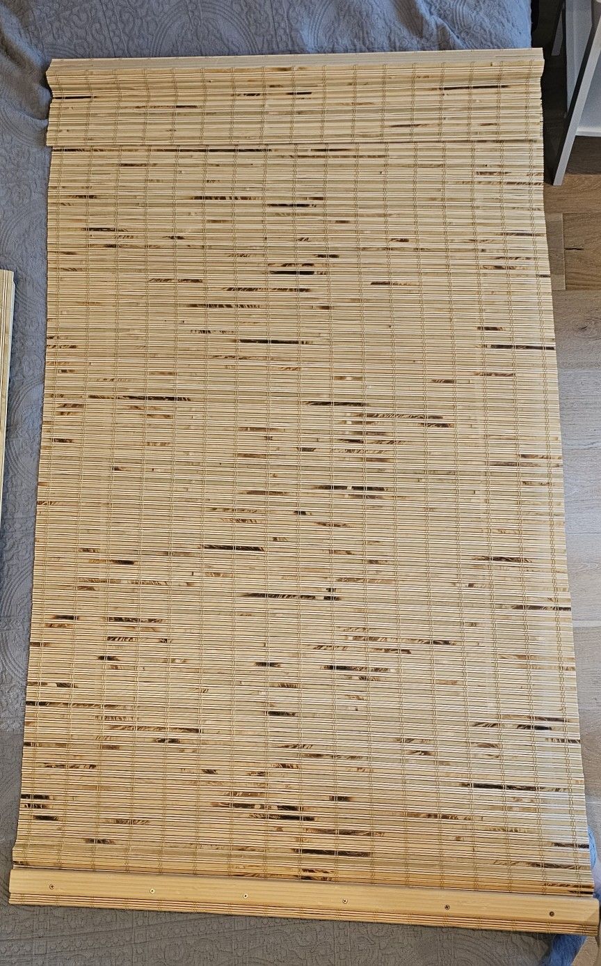 Two 33x58 Bamboo Roll-Up Blinds