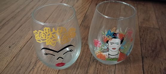 Frida Kahlo Wine Glasses
