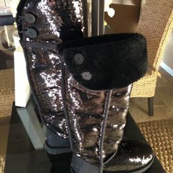Ugg knee high boots black sequin