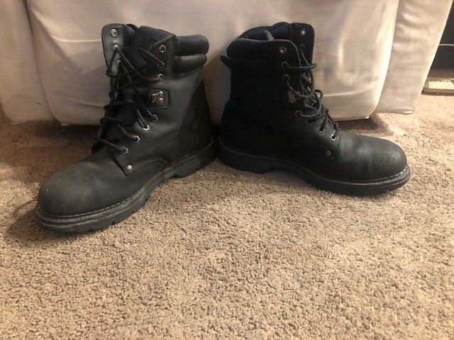 Black Wrangler Work Wear Steel Toe Oil Resistant Boots Mens Size 11