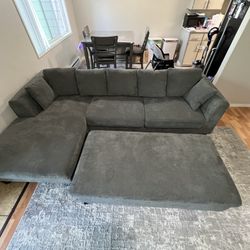 Grey Couch With Foot Rest