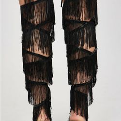 KNEE HIGH FRINGE SEXY STILETTO
