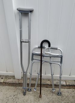 Adjustable Rolling Walker, Cruches And Cane