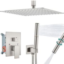 Aolemi Shower System with Rainfall Shower Head and Handheld Wall Mount,High Pressure Shower Faucet Set Fixture Combo with 2 in 1 Handheld Spray Rough-