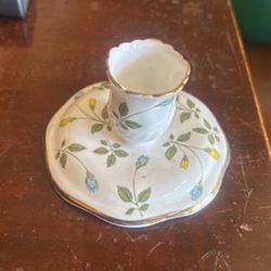 Candlestick with Floral Decoration- Bone China