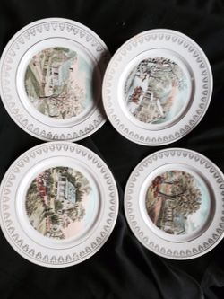 Vintage Currier & Ives Seasons deco plates